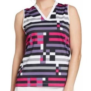 Slazenger Nightfall golf tank, pink and black geometric pattern XS